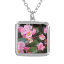Cluster of Varying Shades of Pink Begonias Necklaces