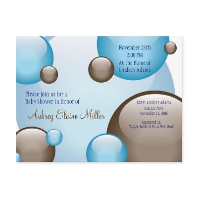 Clustered Blue & Brown Bubble Invitation Post Card by thebabystore