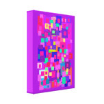 Clustered Squares Purple Gallery Wrapped Canvas