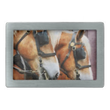 Clydesdale Closeup Rectangular Belt Buckles