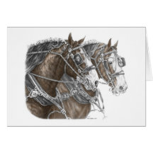Clydesdale Draught   Horse Team Card