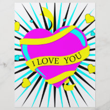 CMYK I love you burst heart design Full Color Flyer
