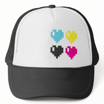 CMYK Pixel Hearts cap Hat by cavity