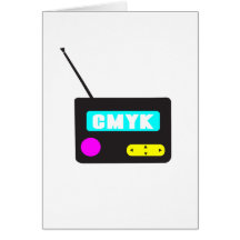CMYK portable retro radio Greeting Cards
