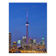 CN Tower Illuminated at Night in Toronto Canada Postcard