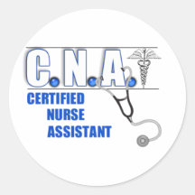 CNA Certified Nurse Assistant with Stethescope Round Stickers