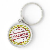 Coaching Keychain - Red wGold Border