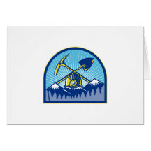 Coal Miner Hardhat Pick Axe Shovel Retro Greeting Cards