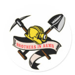 coal miner hat shovel spade pickax mining round stickers