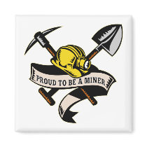 coal miner hat shovel spade pickax scroll magnet