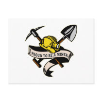coal miner hat shovel spade pickax scroll postcard