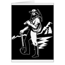 coal miner pick axe retro card