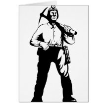 coal miner pick axe retro greeting card