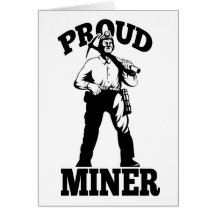 coal miner pick axe retro greeting card