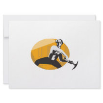 Coal Miner With Pick Axe Shield Retro Personalized Invites