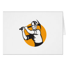 Coal Miner Working Pick Axe Retro Greeting Card