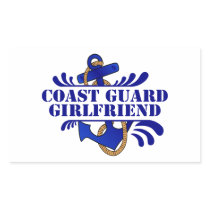 Coast Guard Girlfriend, Anchors Away! Rectangle Sticker