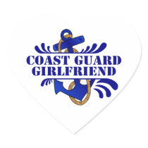 Coast Guard Girlfriend, Anchors Away! Heart Sticker