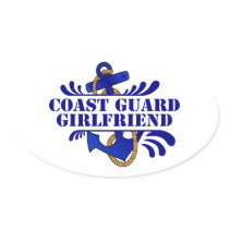 Coast Guard Girlfriend, Anchors Away! Oval Sticker