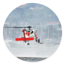 Coast Guard Helicopter Round Sticker