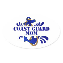 Coast Guard Mom, Anchors Away! Oval Sticker