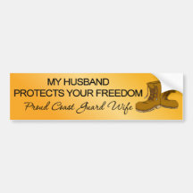 (Coast Guard) My Husband Protects Your Freedom Bumper Stickers
