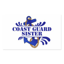 Coast Guard Sister, Anchors Away! Rectangular Sticker