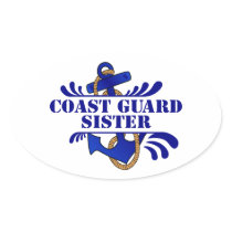 Coast Guard Sister, Anchors Away! Oval Sticker
