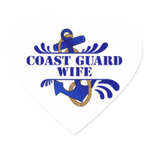 Coast Guard Wife, Anchors Away! Heart Sticker