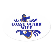 Coast Guard Wife, Anchors Away! Oval Sticker