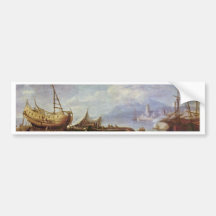 Coastal Landscape By Hackert Jacob Philipp Bumper Sticker