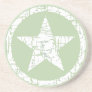 Coaster, Star in Circle, Green White, customize it