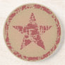 Coaster, Star in Circle, spice Red w/Gold accent