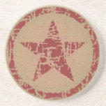 Coaster, Star in Circle, spice Red w/Gold accent