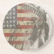 Coaster with Statue of Liberty on American Flag