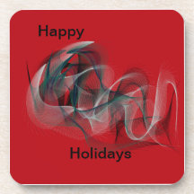 Coasters  Abstract Red and Green