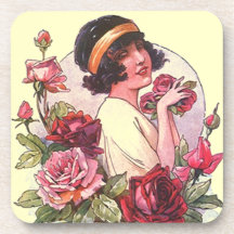 Coasters Vintage Roses & Flapper Gal Fashions