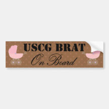 Coastie Brat On Board Pink Buggy Bumper Sticker