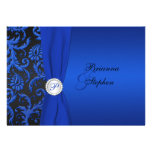Cobalt and Black Damask Wedding Invitation II