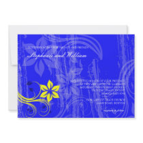 Cobalt Blue and Yellow Swirl Wedding Invitation