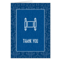 Cobalt Damask Thank You Cards