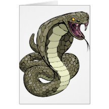 Cobra snake about to strike greeting cards