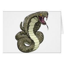 Cobra snake about to strike greeting cards