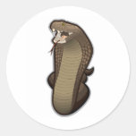 Cobra snake ready to strike round sticker