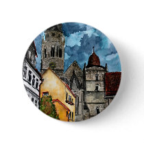 coburg germany castle and church watercolour art