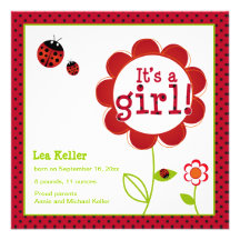 Coccinelle "c'est carte de faire-part d'une fille"