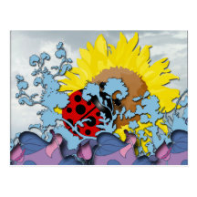 Coccinelle et tournesol cartes postales