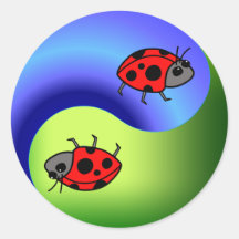 Coccinelle Yin Yang Autocollant Rond