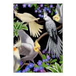 Cockatiels and Flowers Card