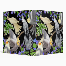Cockatiels & Forget Me Nots Avery Binder